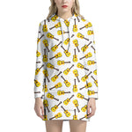 Acoustic Guitar Pattern Print Hoodie Dress