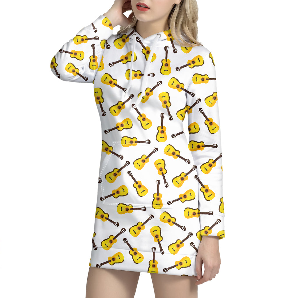 Acoustic Guitar Pattern Print Hoodie Dress