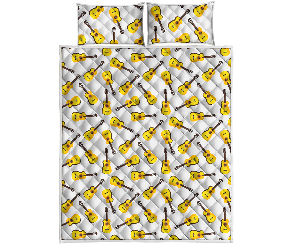 Acoustic Guitar Pattern Print Quilt Bed Set