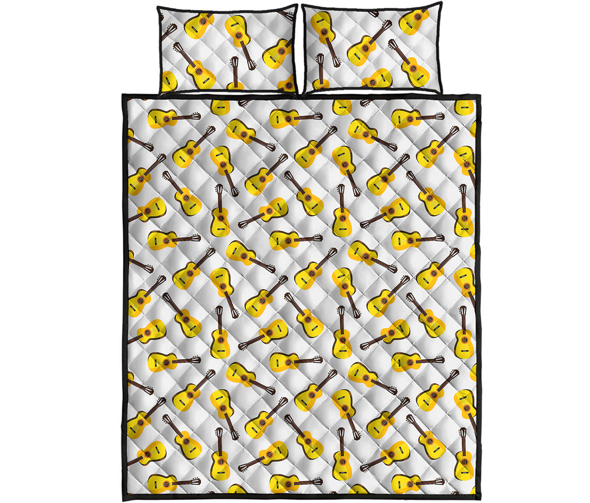 Acoustic Guitar Pattern Print Quilt Bed Set