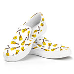 Acoustic Guitar Pattern Print White Slip On Shoes