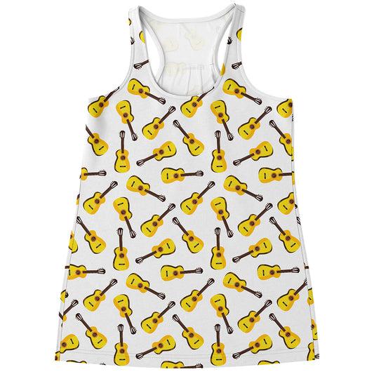 Acoustic Guitar Pattern Print Women's Racerback Tank Top
