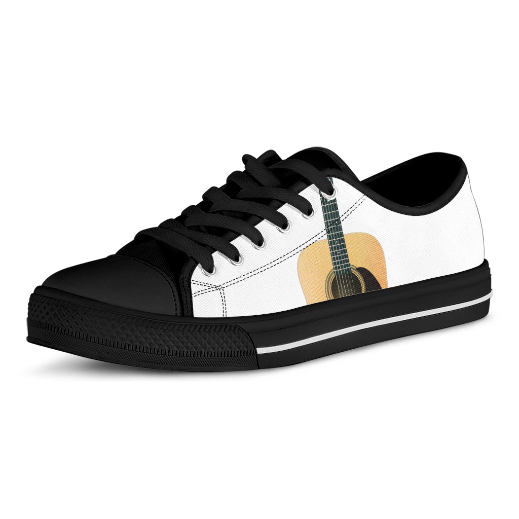 Acoustic Guitar Print Black Low Top Shoes