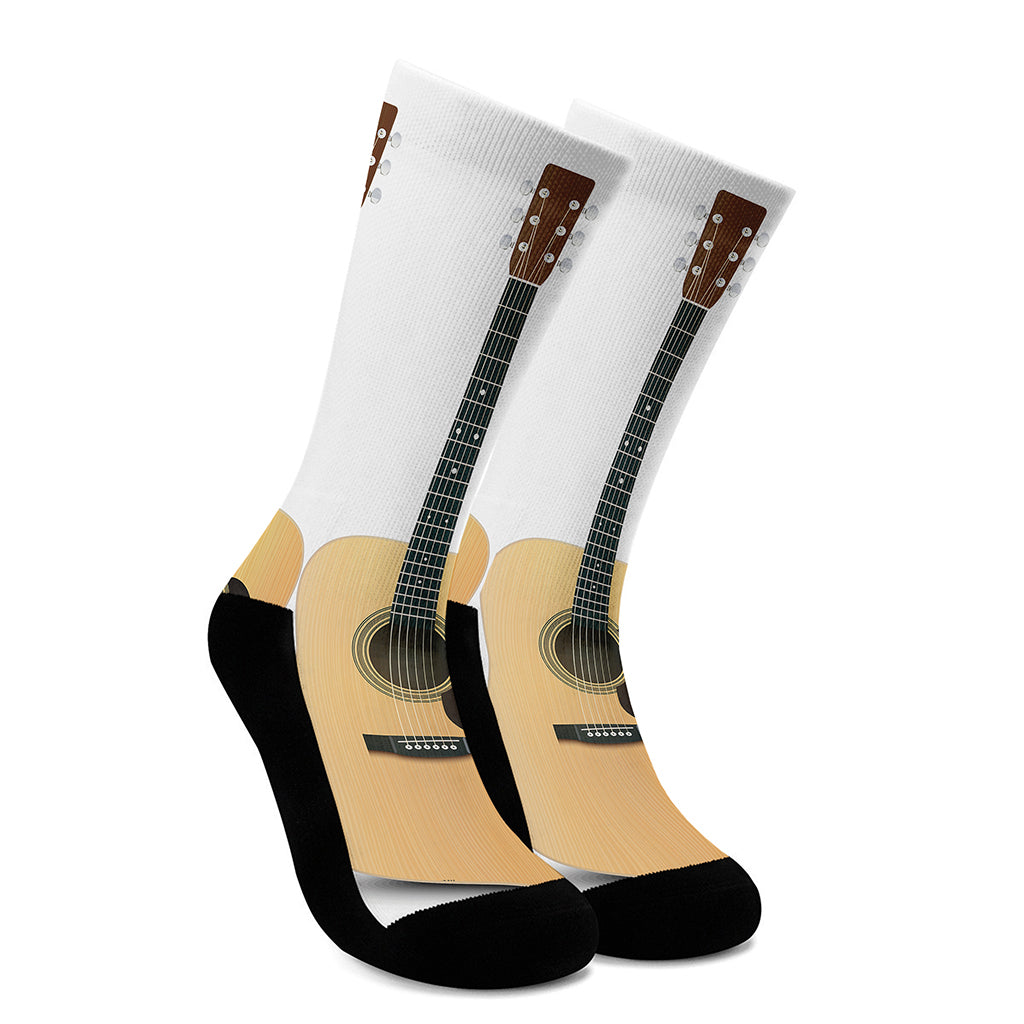 Acoustic Guitar Print Crew Socks