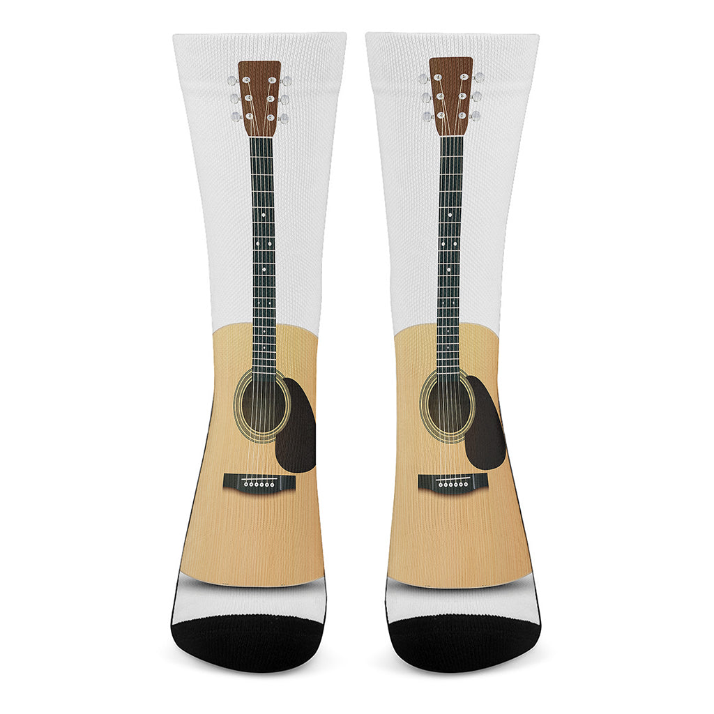 Acoustic Guitar Print Crew Socks