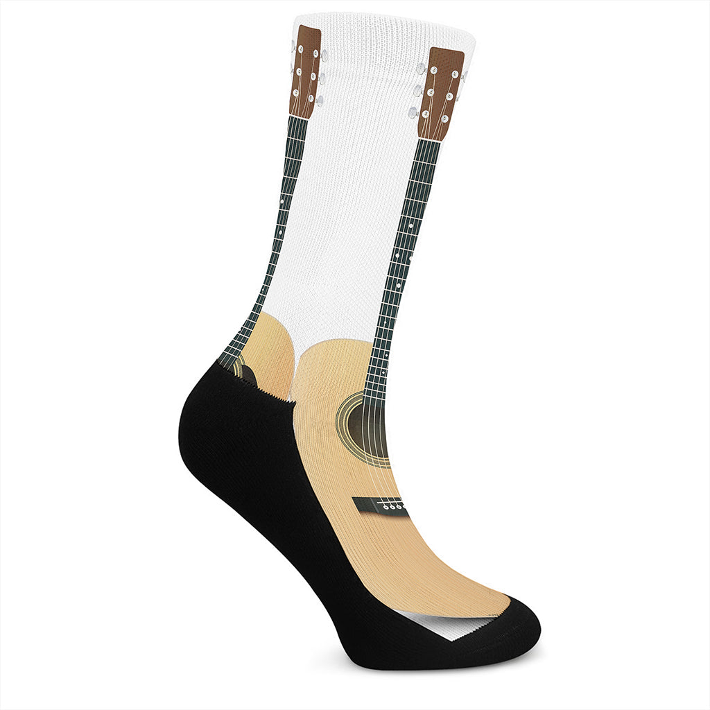 Acoustic Guitar Print Crew Socks