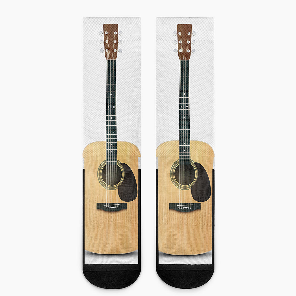 Acoustic Guitar Print Crew Socks