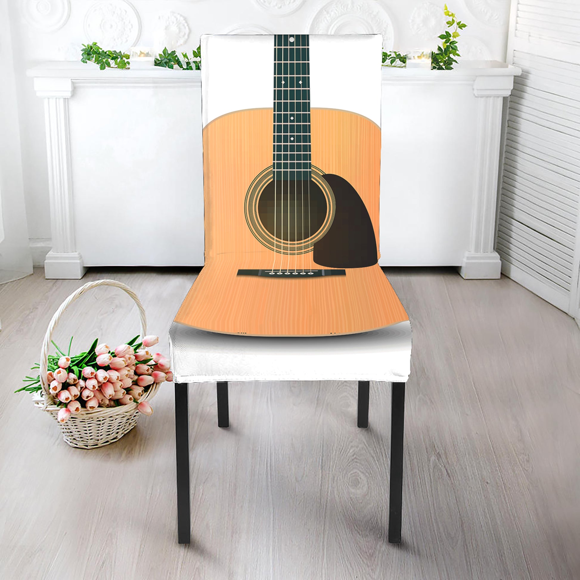 Acoustic Guitar Print Dining Chair Slipcover