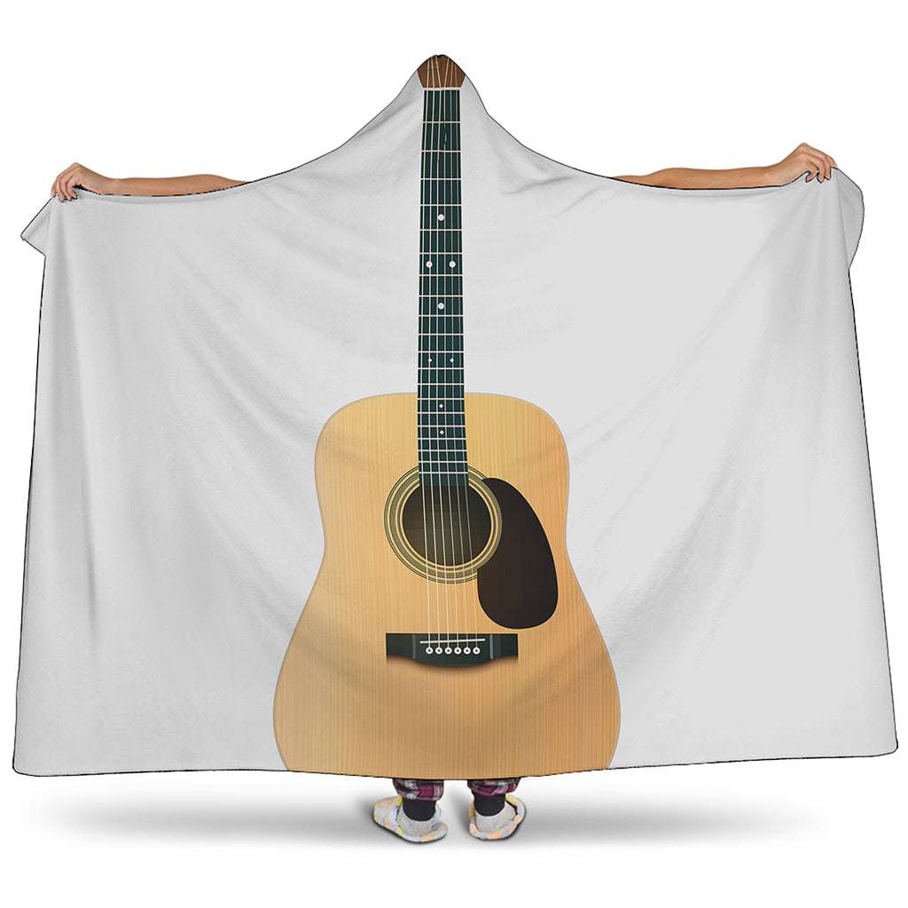 Acoustic Guitar Print Hooded Blanket