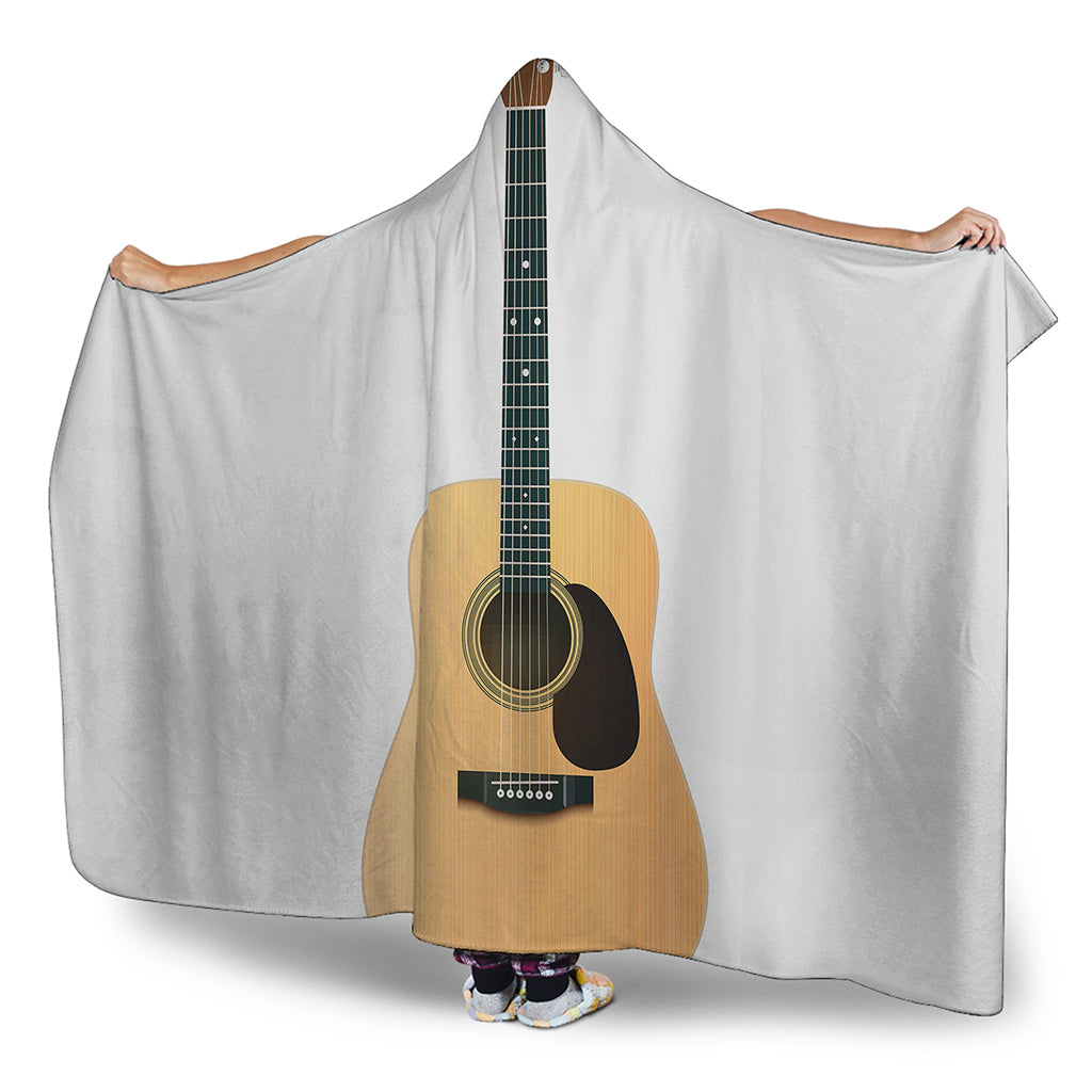 Acoustic Guitar Print Hooded Blanket