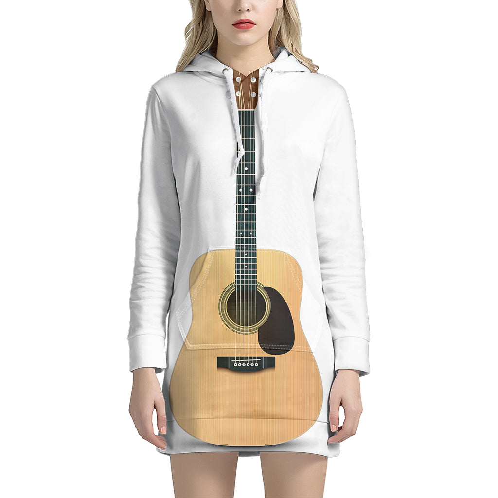 Acoustic Guitar Print Hoodie Dress