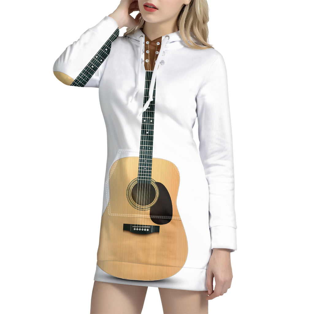 Acoustic Guitar Print Hoodie Dress