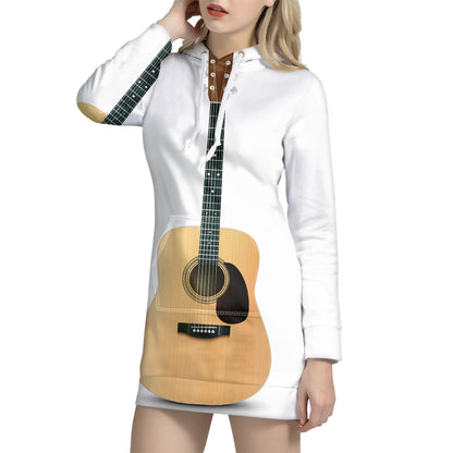 Acoustic Guitar Print Hoodie Dress