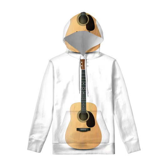 Acoustic Guitar Print Pullover Hoodie