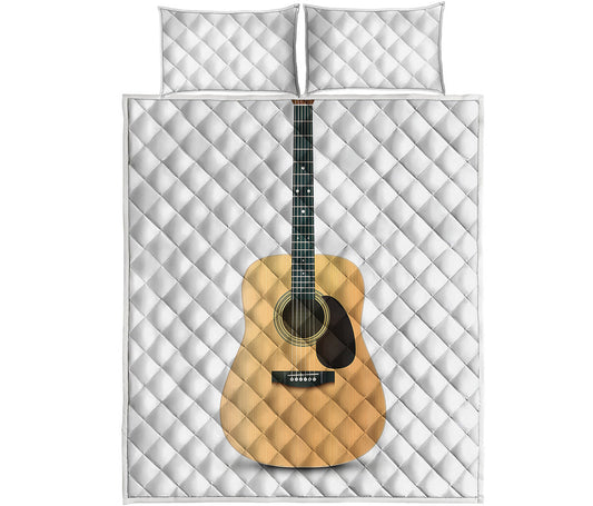 Acoustic Guitar Print Quilt Bed Set