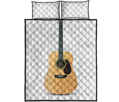 Acoustic Guitar Print Quilt Bed Set