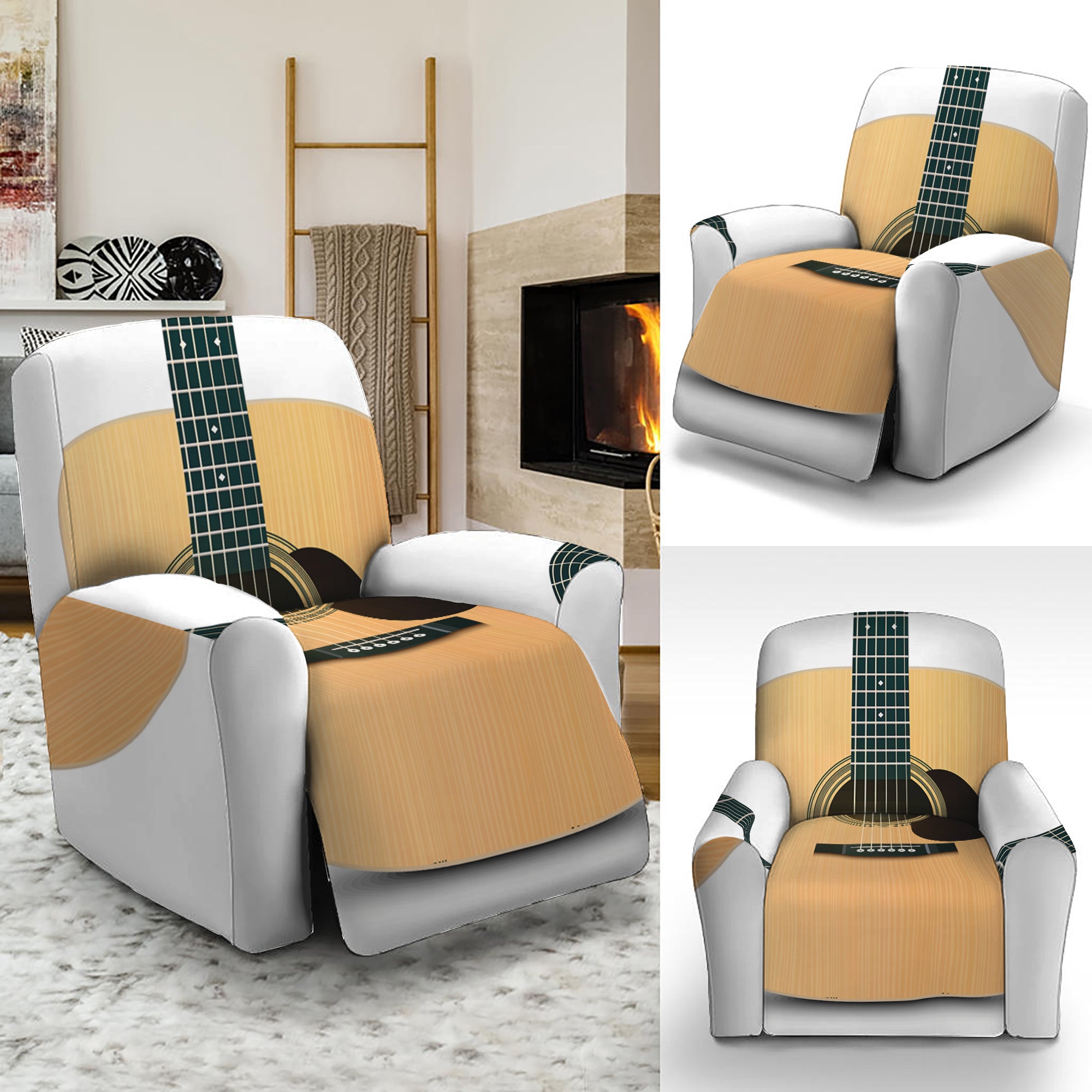 Acoustic Guitar Print Recliner Slipcover