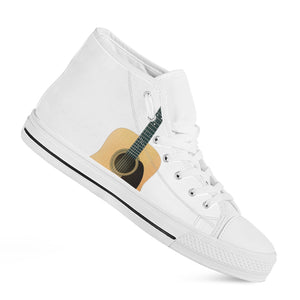 Acoustic Guitar Print White High Top Shoes