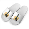 Acoustic Guitar Print White Slide Sandals