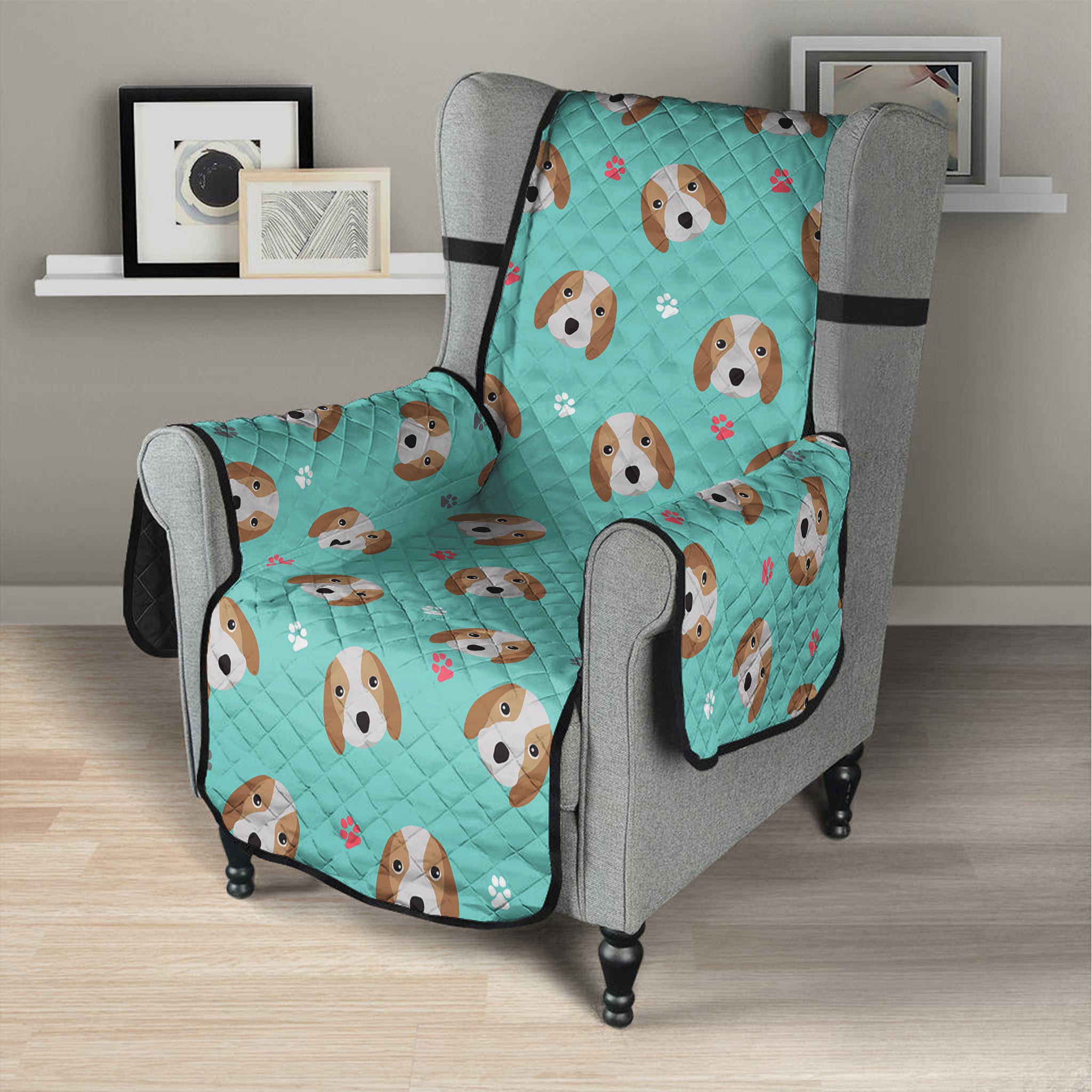 Adorable Beagle Puppy Pattern Print Armchair Protector