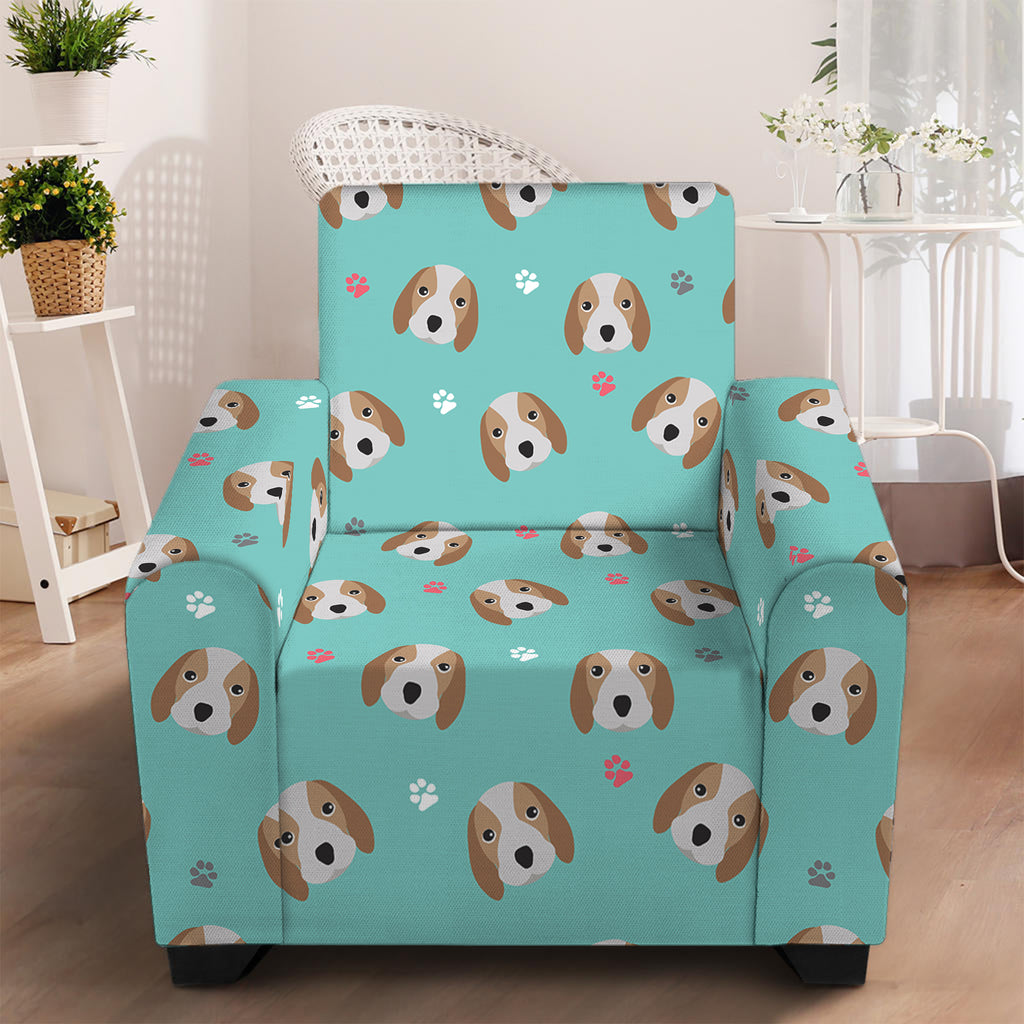 Adorable Beagle Puppy Pattern Print Armchair Slipcover