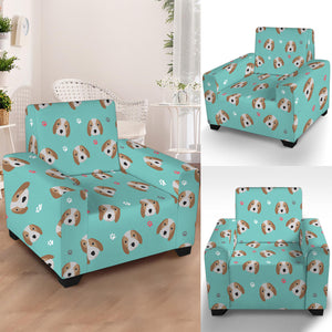 Adorable Beagle Puppy Pattern Print Armchair Slipcover