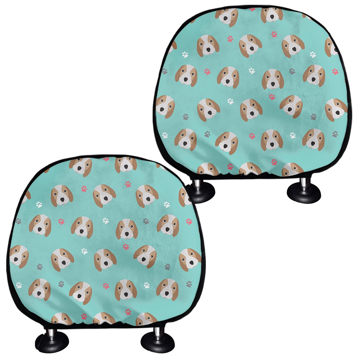 Adorable Beagle Puppy Pattern Print Car Headrest Covers