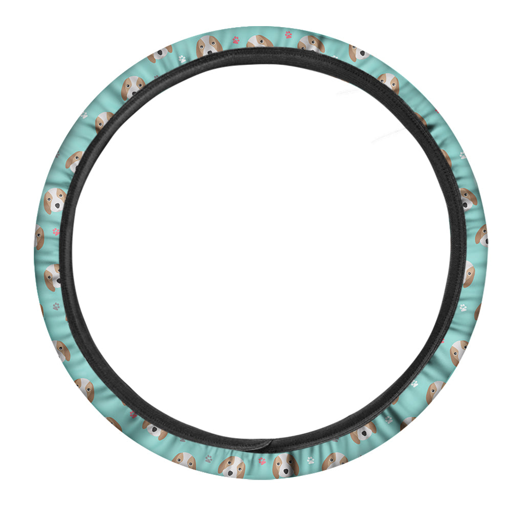 Adorable Beagle Puppy Pattern Print Car Steering Wheel Cover
