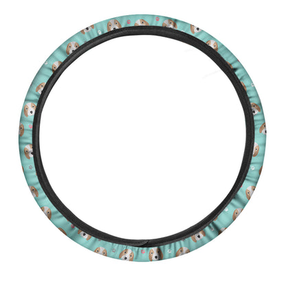Adorable Beagle Puppy Pattern Print Car Steering Wheel Cover