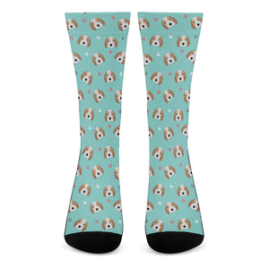 Adorable Beagle Puppy Pattern Print Crew Socks