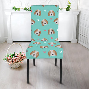 Adorable Beagle Puppy Pattern Print Dining Chair Slipcover