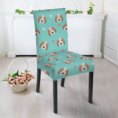 Adorable Beagle Puppy Pattern Print Dining Chair Slipcover