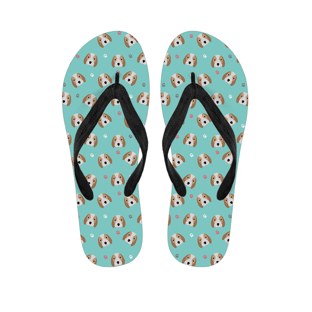 Adorable Beagle Puppy Pattern Print Flip Flops