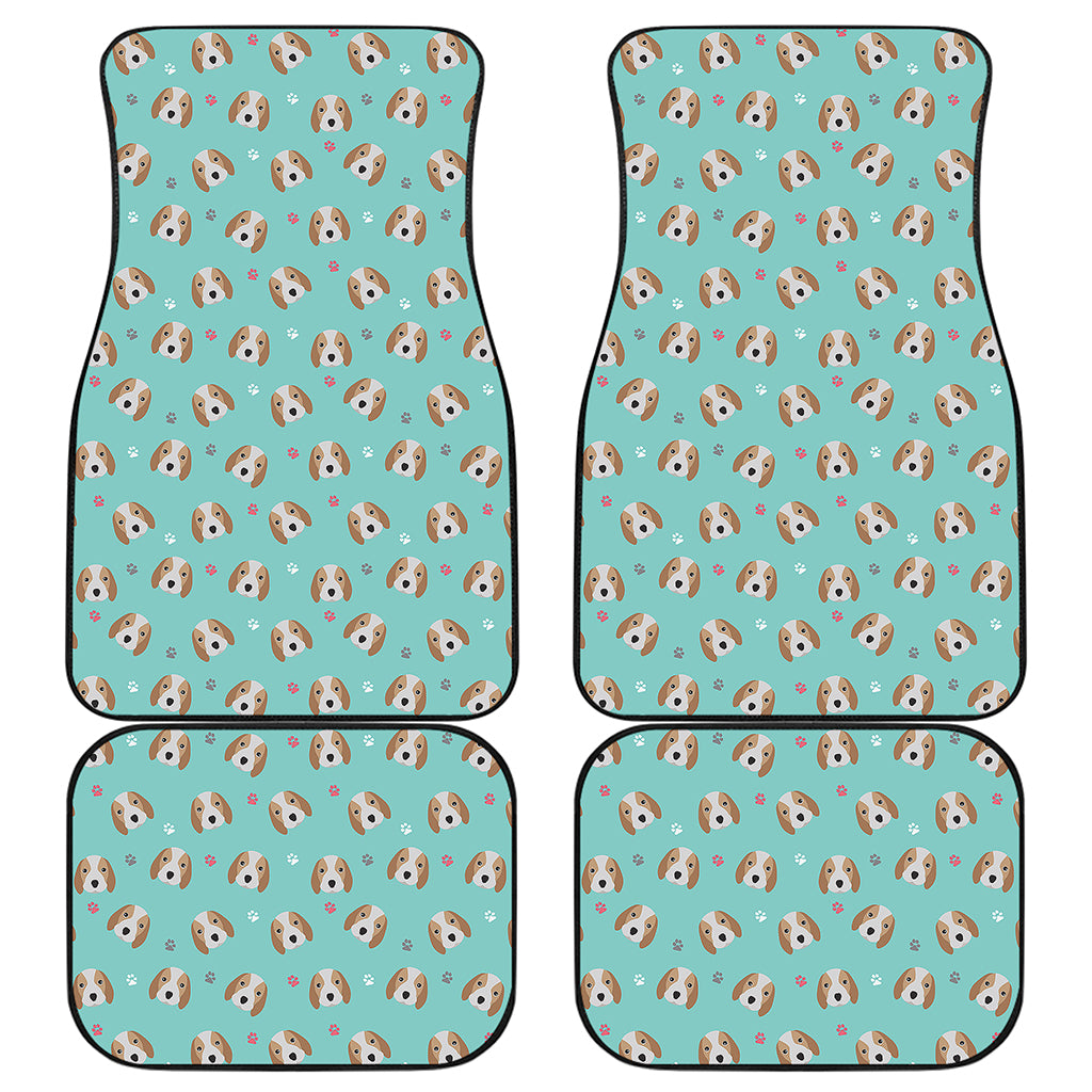 Adorable Beagle Puppy Pattern Print Front and Back Car Floor Mats