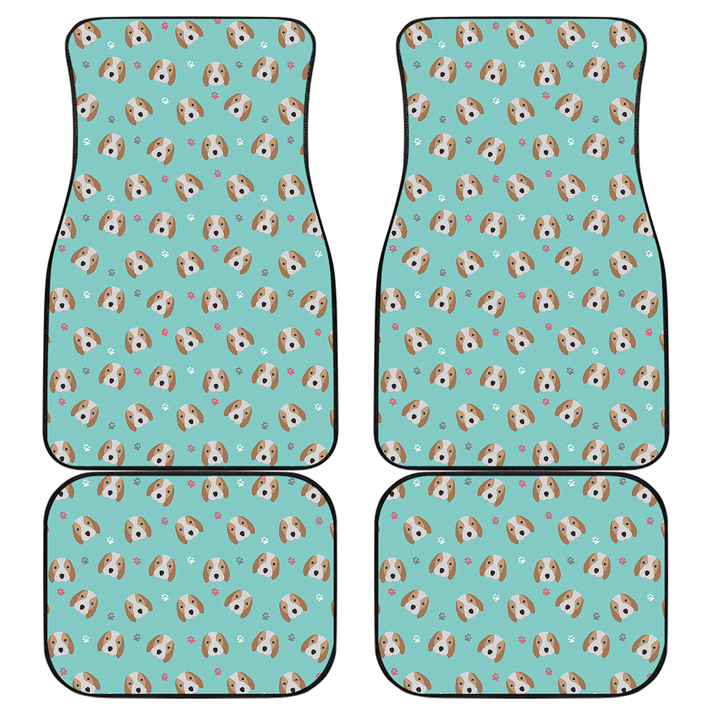 Adorable Beagle Puppy Pattern Print Front and Back Car Floor Mats