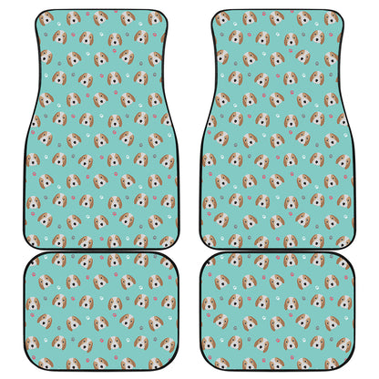 Adorable Beagle Puppy Pattern Print Front and Back Car Floor Mats