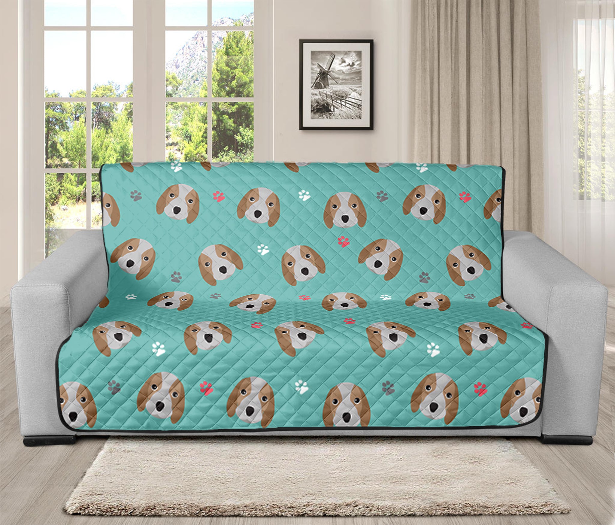 Adorable Beagle Puppy Pattern Print Futon Protector