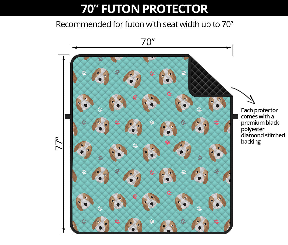 Adorable Beagle Puppy Pattern Print Futon Protector