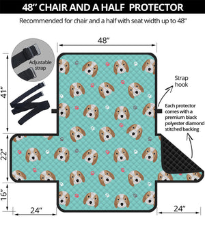 Adorable Beagle Puppy Pattern Print Half Sofa Protector