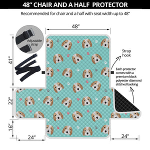 Adorable Beagle Puppy Pattern Print Half Sofa Protector