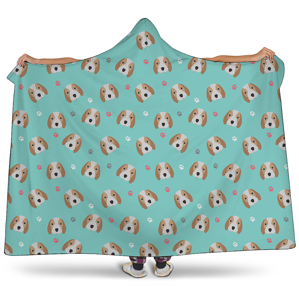 Adorable Beagle Puppy Pattern Print Hooded Blanket