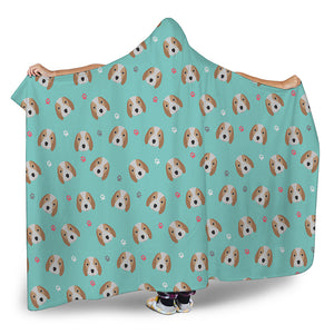 Adorable Beagle Puppy Pattern Print Hooded Blanket