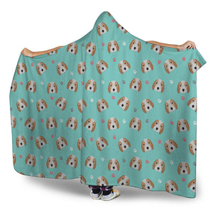 Adorable Beagle Puppy Pattern Print Hooded Blanket