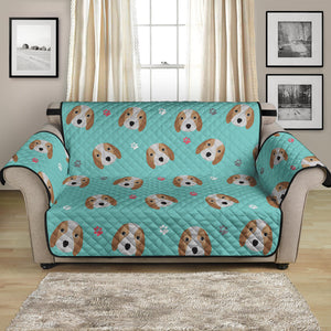 Adorable Beagle Puppy Pattern Print Loveseat Protector