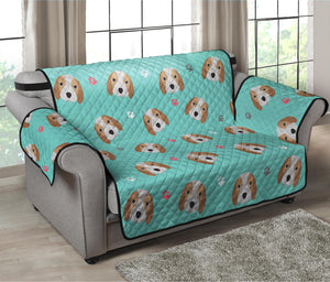 Adorable Beagle Puppy Pattern Print Loveseat Protector