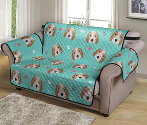 Adorable Beagle Puppy Pattern Print Loveseat Protector