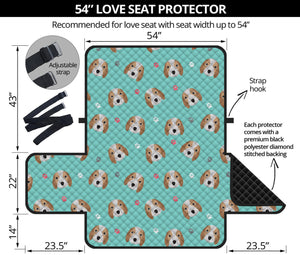 Adorable Beagle Puppy Pattern Print Loveseat Protector