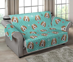 Adorable Beagle Puppy Pattern Print Loveseat Protector