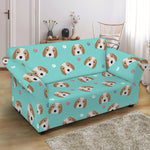 Adorable Beagle Puppy Pattern Print Loveseat Slipcover