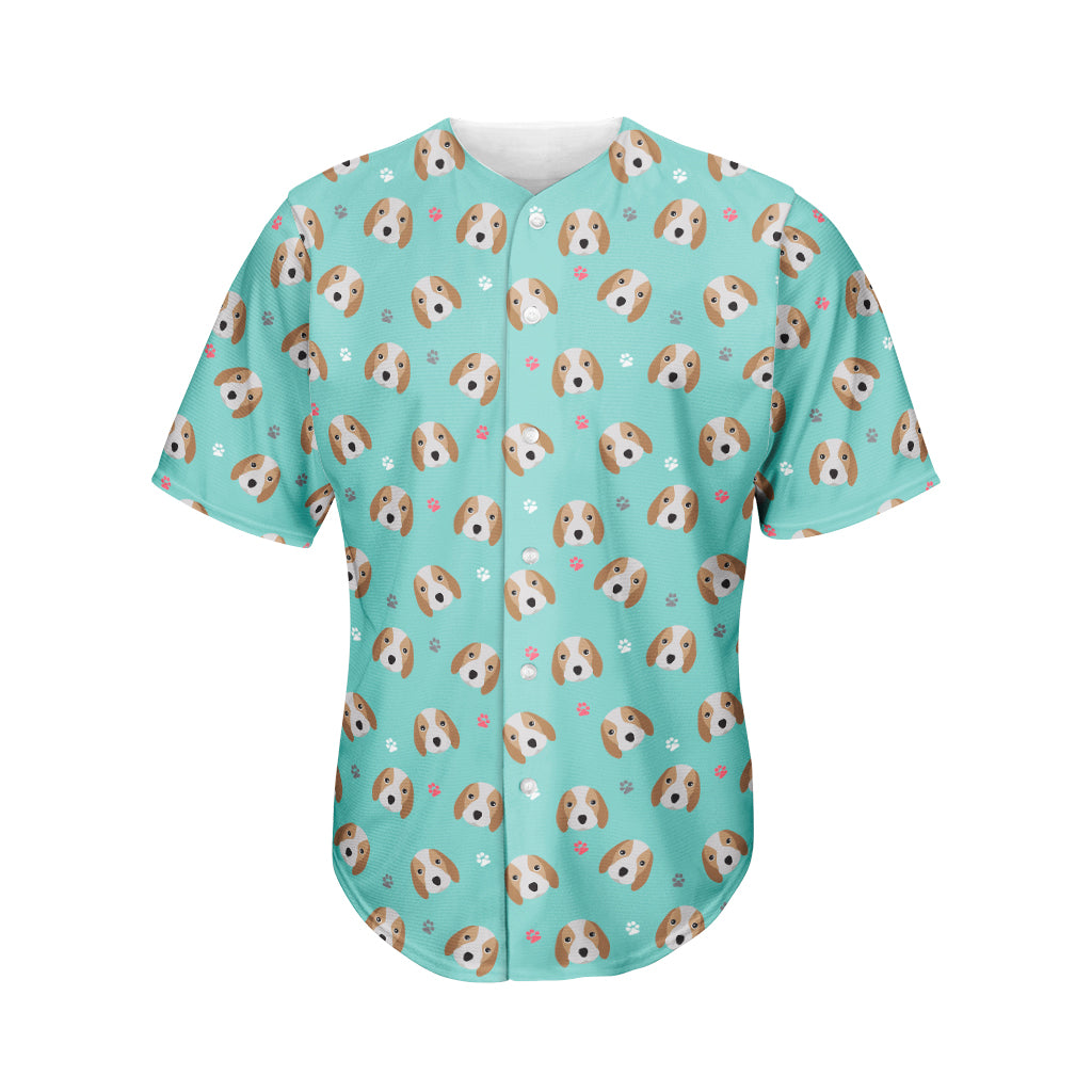 Adorable Beagle Puppy Pattern Print Men's Baseball Jersey